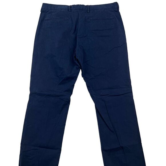 New Dylan Gray Men US 34 Navy Blue Chinos Pants Classic Straight Leg Cotton - Picture 4 of 12